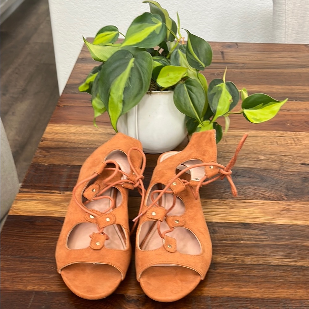 Topshop Orange Lace-Up Sandals